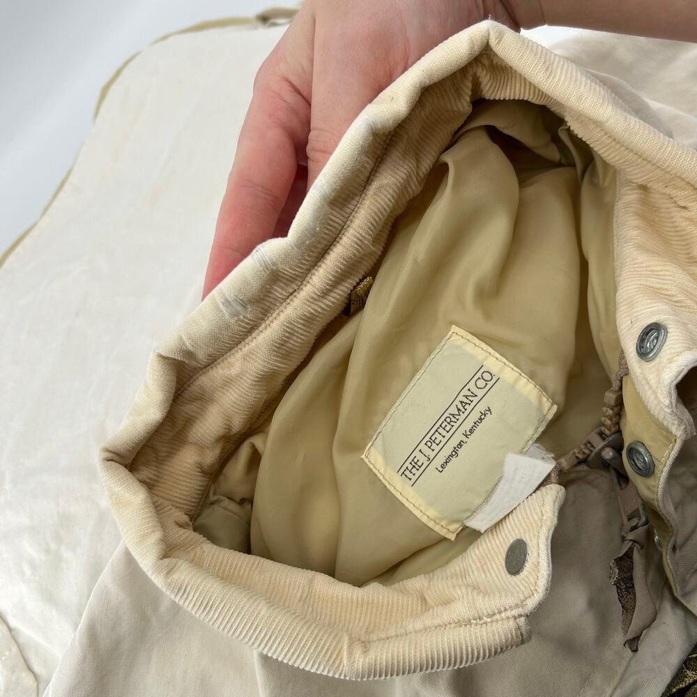 VTG 90s Men's Cream White J. Peterman Collared Canvas Chore Workwear Jacket XL - Picture 4 of 14